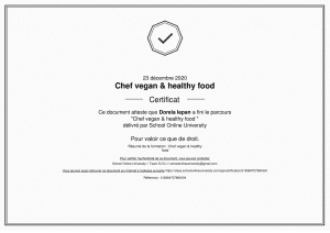 Certificat chef vegan