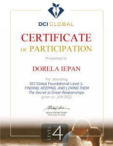 DCI 4 Secretul Relatiilor implinite - Certificat de participare DORELA IEPAN