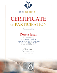 Despre Mine - Dorela Iepan 18 DCI 8 - Leadership Automat - Dorela Iepan Certificat de Participare