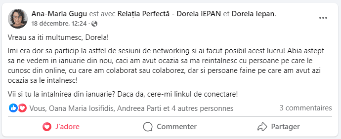 Un început de an armonios: atelierele și surprizele din ianuarie 1 testimonial networking